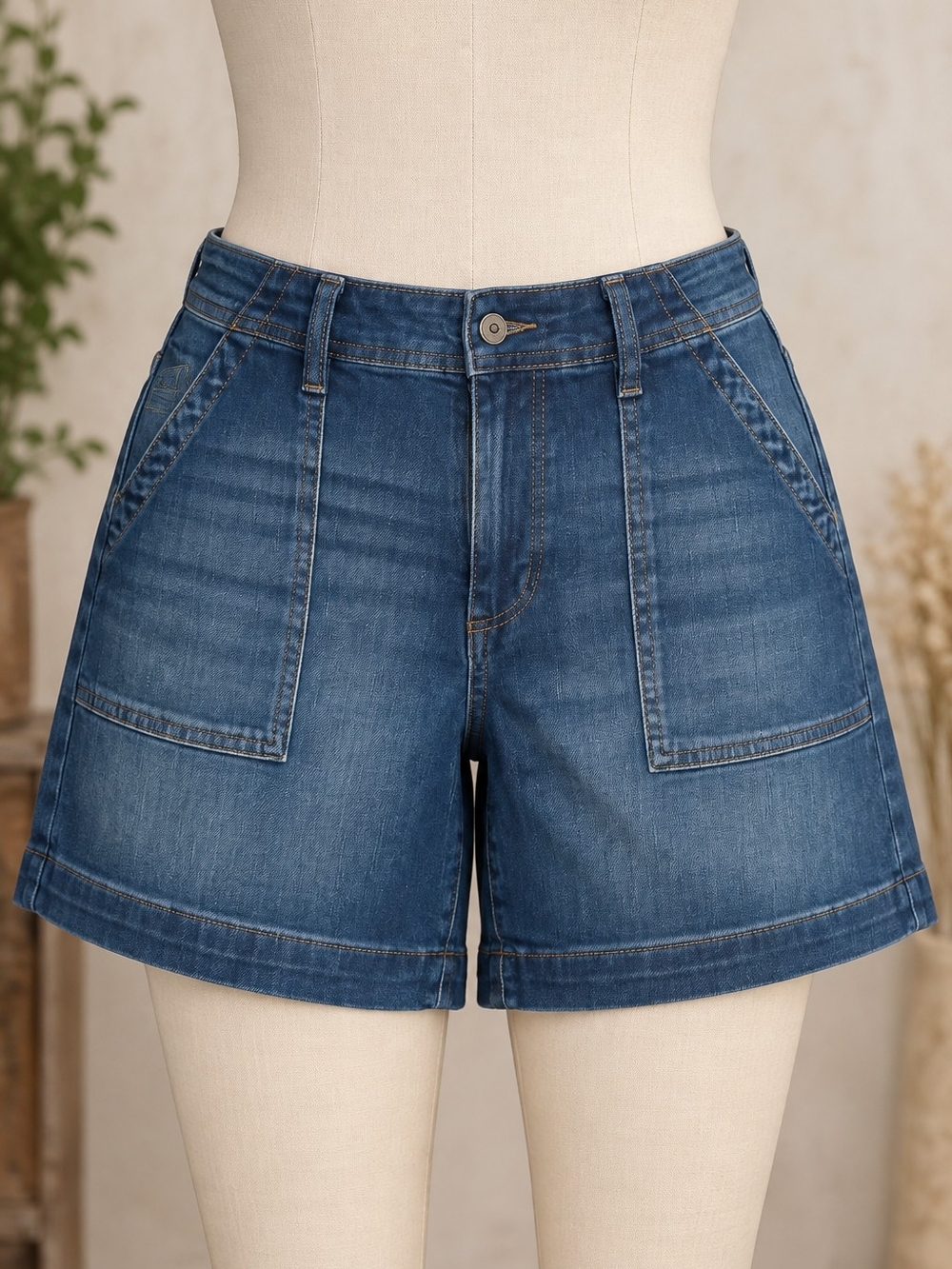 SONOMA Washed Blue Denim Patch-Pocket Shorts
